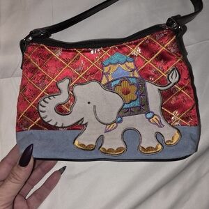Red Elephant Embroidered Women's Bag